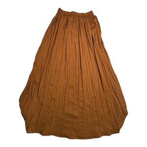 Rachel Zoe Pleated Maxi Skirt Caramel Brown Elastic Waist Boho Size S
